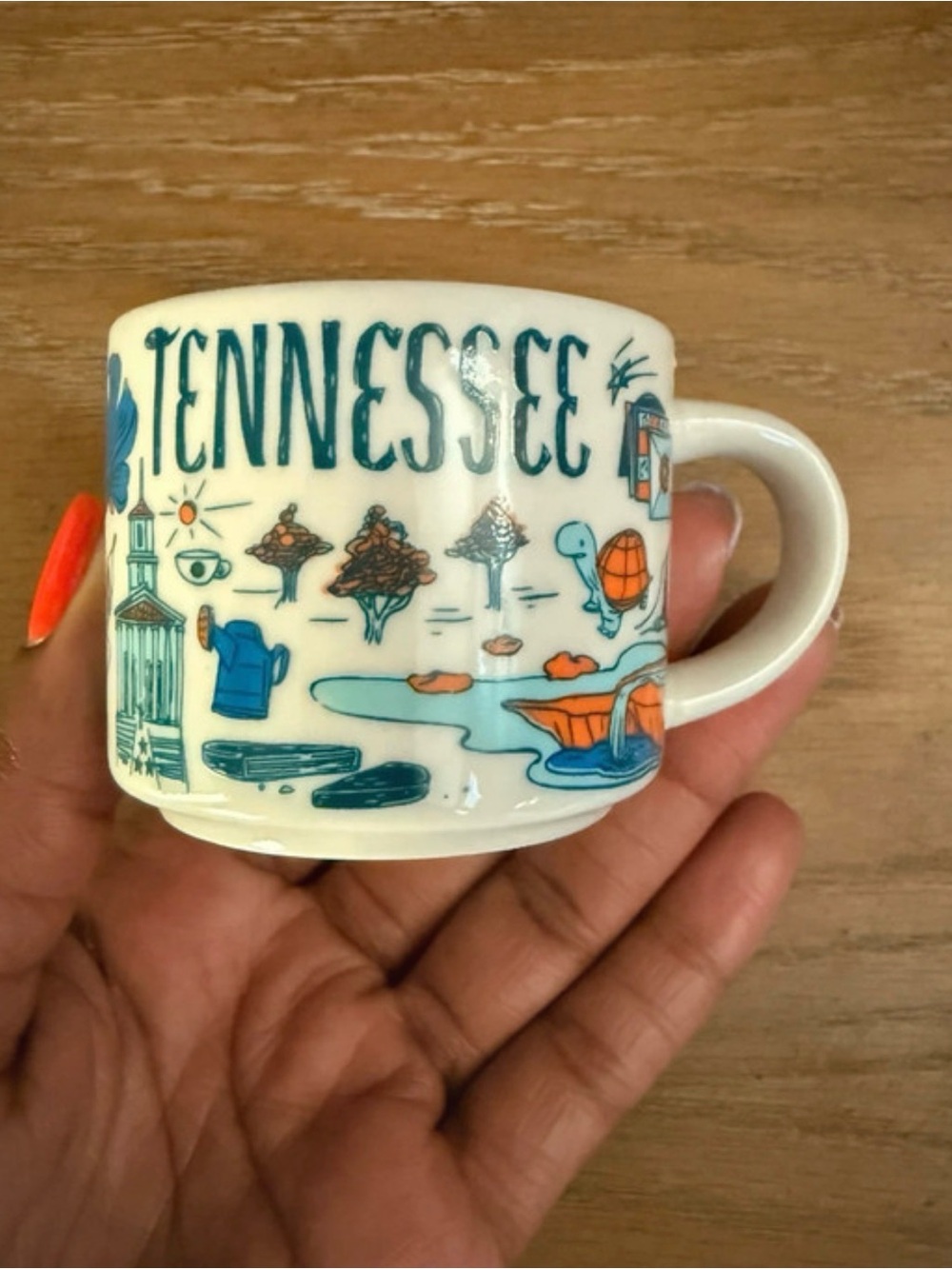 Starbucks Tennessee Ceramic Mug - White with Teal & Orange Accents